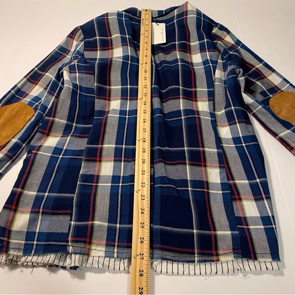 Current Air Anthropologie Blue Plaid Elbow Patch Blazer - Picture 10 of 12